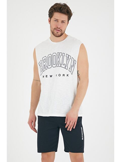 Süperlife Erkek Bisiklet Yaka Regular Fit Brooklyn Baskılı Kolsuz Tişört SPR22TS116 - S000013527-19965