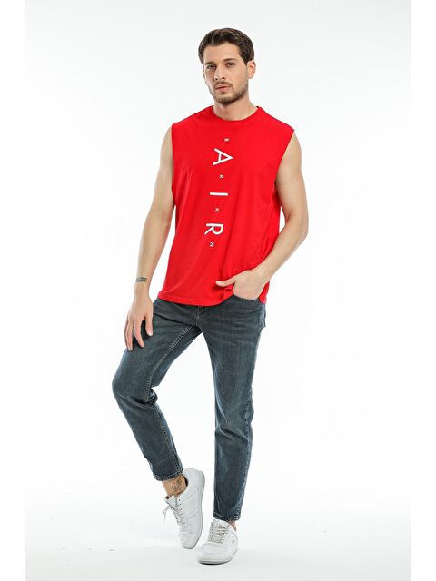 Süperlife Bisiklet Yaka  Fit Air Baskılı Erkek Kolsuz Tişört SPR21Y05 - S000013586-20045