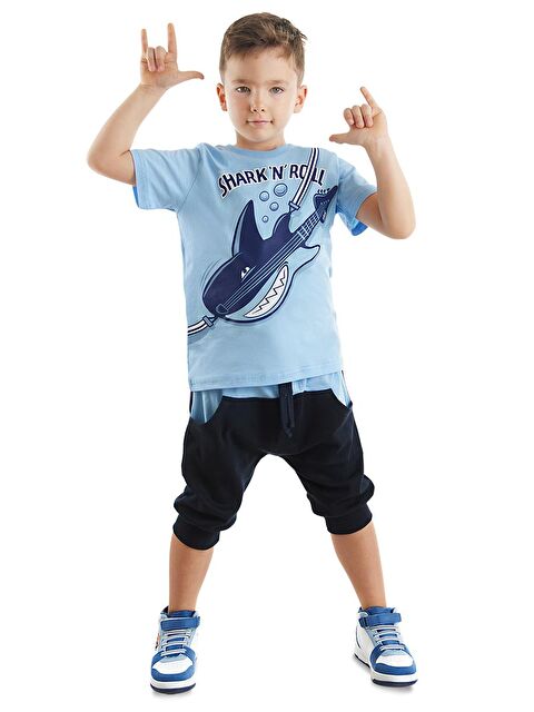 Denokids Shark'n Roll Erkek Çocuk Kapri Şort Takım - S000128589-23173