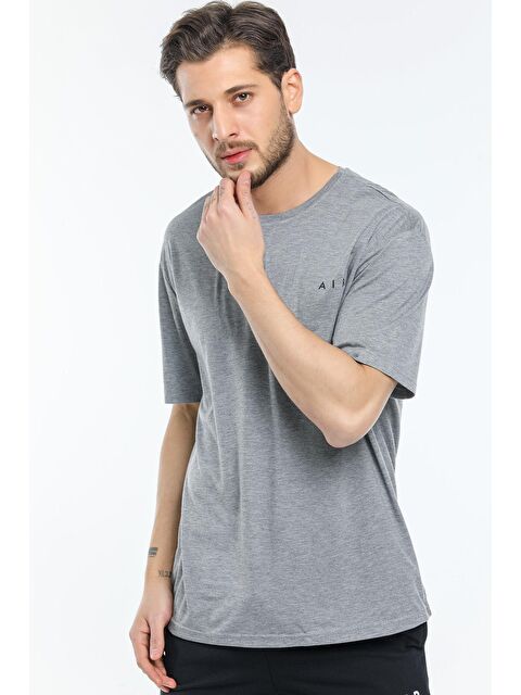 Süperlife Bisiklet Yaka Slim Fit Air Baskılı Erkek Tişört SPR21Y23 - S000014644-20600