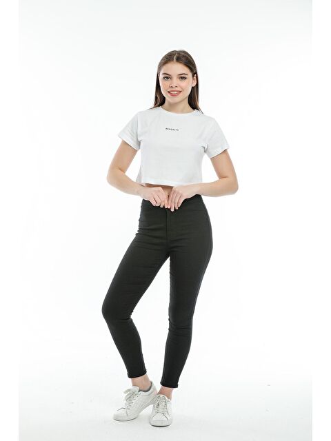 Süperlife Kadın Bisiklet Yaka Slim Fit Brookyn Baskılı Tişort SPR21Y14 - S000013369-20063