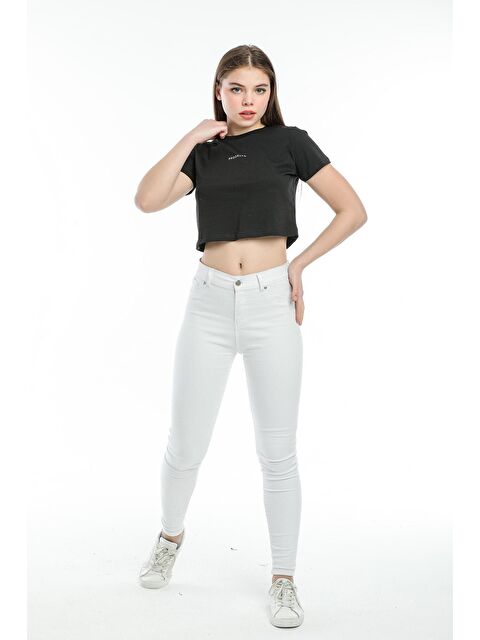 Süperlife Kadın Bisiklet Yaka Slim Fit Brookyn Baskılı Tişort SPR21Y14 - S000013369-19351