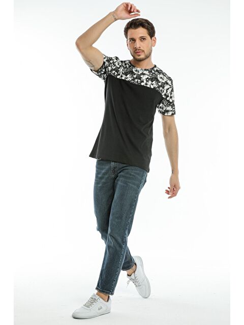 Süperlife Bisiklet Yaka Slim Fit Kol ve Ön Garnili Erkek Tişört SPR21Y06 - S000013585-19351