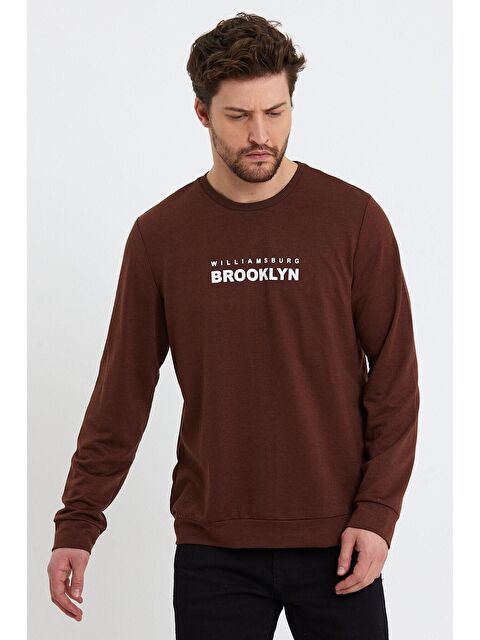 Süperlife Erkek Bisiklet Yaka Regular Fit Brooklyn Baskılı İnce Sweatshirt SPR23SW330 - S000015783-19413