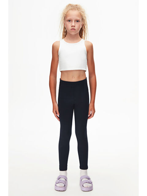 Lovetti Koyu Lacivert Kız Çocuk Kışlık Tam Boy Düz Basıc Tayt - S000053910-29672