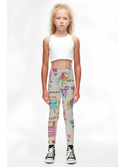 Lovetti Bej Kız Çocuk Chirping Animals Desen Tayt - S000053574-19928