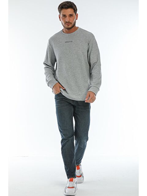 Süperlife Erkek Bisiklet Yaka Regular Fit Brooklyn Baskılı İnce Sweatshirt SPR22SW132 - S000014801-17308