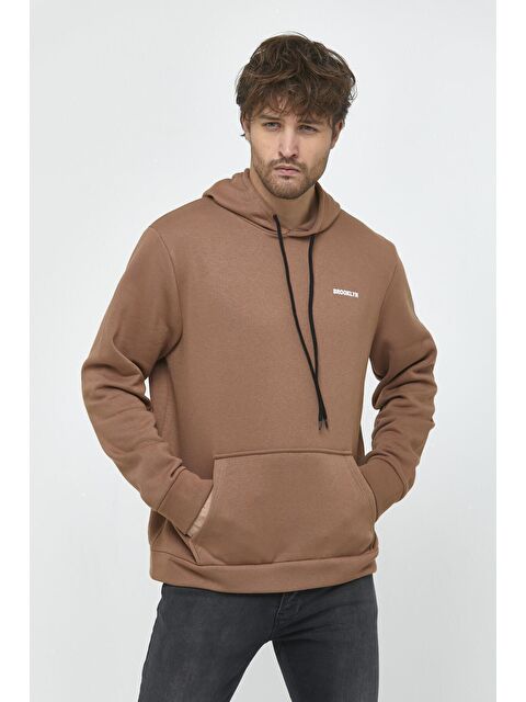 Süperlife Kapüşonlu Uzun Kollu Baskılı Dar Kalıp İnce Erkek Hoodie SPR 2019K61 - S000014262-26429
