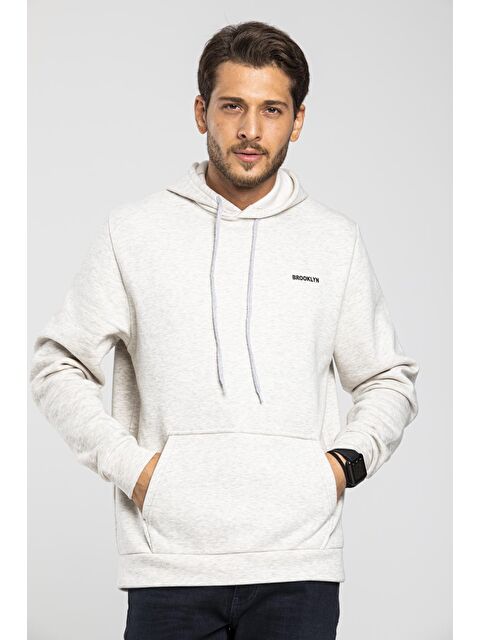 Süperlife Kapüşonlu Uzun Kollu Baskılı Dar Kalıp İnce Erkek Hoodie SPR 2019K61 - S000014262-19965