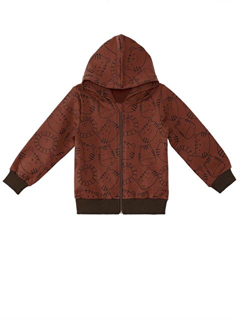 Denokids Hayvanlar Erkek Bebek Kahverengi Sweatshirt - S000077282-19413