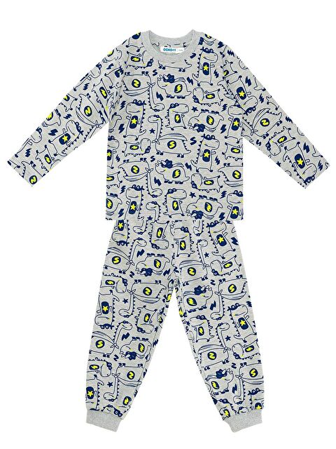Denokids Süper Dino Erkek Bebek Gri Pijama Takımı - S000077283-20600
