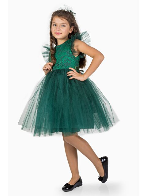 Mnk Baby & Kids Roza Dantel Tütü Kız Çocuk Abiye Elbise MNK0546 - S000390295-18194