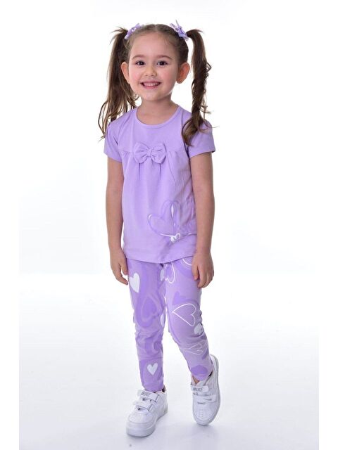 Mnk Baby & Kids Kız Çocuk Uzun Taytlı Kısa Kol Badi Takım M00711 - S000389074-5443