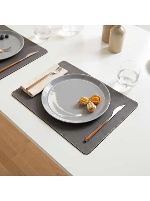 Ocean Home Textile 2'liGri Renk Deri Amerikan Servis 40 x 30 cm - S000091547-20600