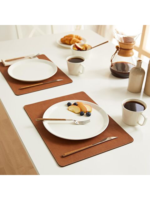 Ocean Home Textile 2'li Taba Renk Deri Amerikan Servis 40 x 30 cm - S000091899-14955