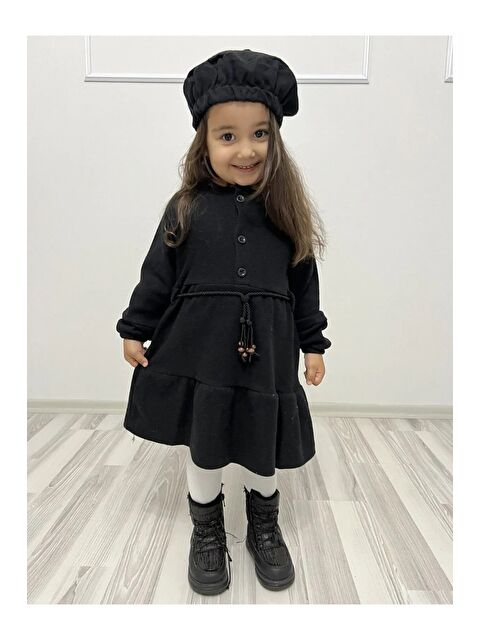 Mnk Baby & Kids Kaşe Kumaş Şapkalı Kız Çocuk Elbise MNK0559 - S000398157-19351