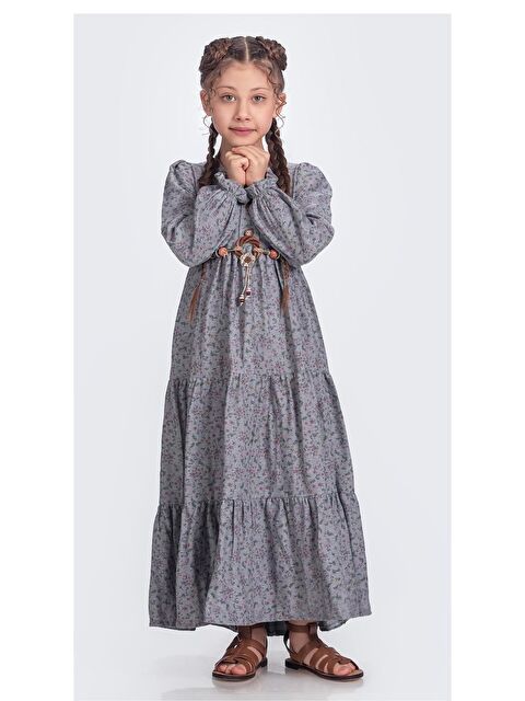 Mnk Baby & Kids Müslin Kumaş Kız Çocuk Uzun Kol Elbise M00705 - S000389115-29666