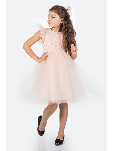Mnk Baby & Kids Roza Dantel Tütü Kız Çocuk Abiye Elbise MNK0546 - S000390295-24085