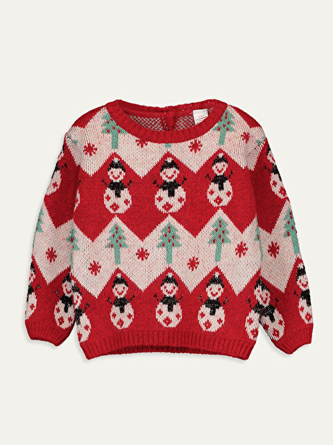 LCW baby Бебешки пуловер за момичета с новогодишна тематика от трико