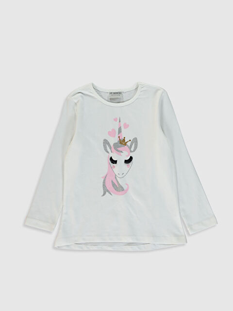 LCW Kids Girl's Printed Cotton T-Shirt - 0S4976Z4-FFB