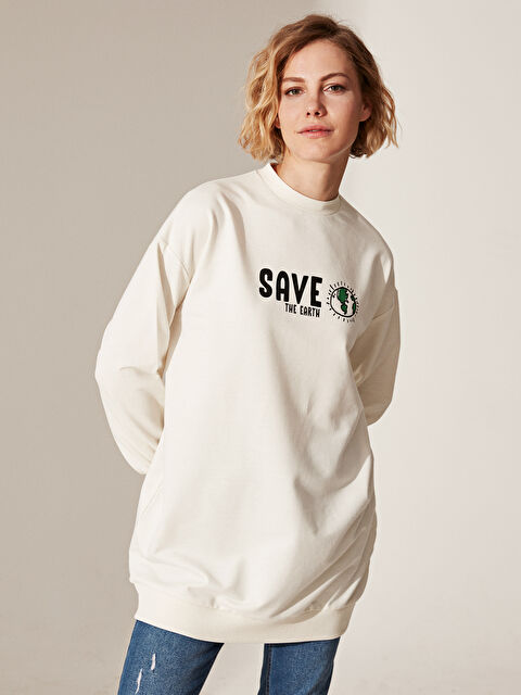 LCW Modest سويت شيرت مطبوع بحروف - 0SJ926Z8-EEW