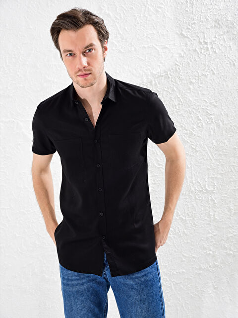 XSIDE Slim Fit Gabardine Shirt - 0SA542Z8-CVL