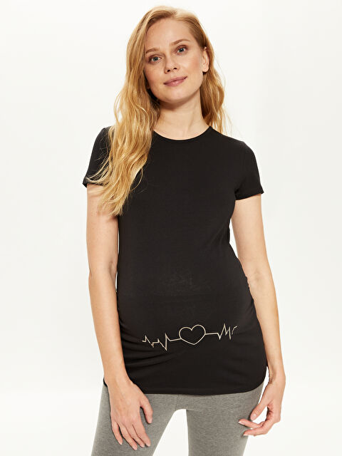 LCWAIKIKI Maternity تي شيرت حوامل بياقة دائرية وكم قصير - 0SQ925Z8-QCW