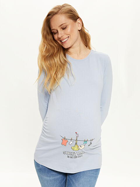 LCWAIKIKI Maternity تي شيرت حوامل بياقة دائرية وكم قصير - 0SQ929Z8-LXM