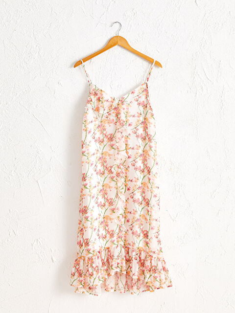 LCW Vision Standard Fit Strapless Chiffon Women's Floral Patterned Dress - 0SS977Z8-LRA