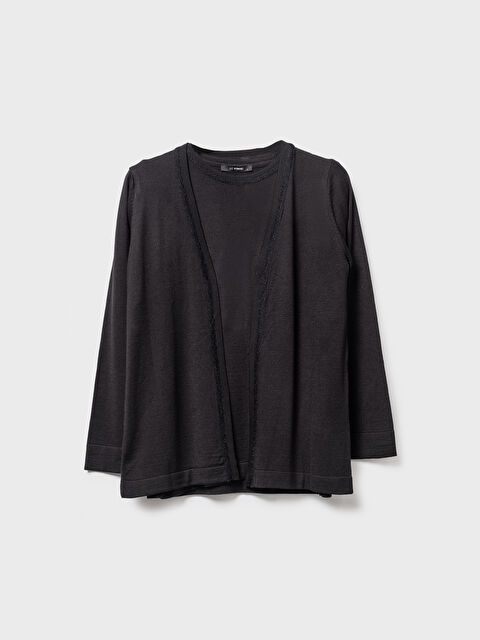 LCW Grace Crew Neck Straight Long Sleeve Women's Cardigan and Sweater Knitwear Set - 0ST192Z8-CVL