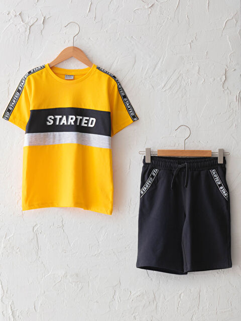 LCW Kids Crew Neck Printed Short Sleeve Boys' T-Shirt and Shorts - S16009Z4-FX3