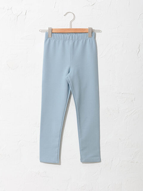 LCW Kids Elastic Waist Basic Cotton Girl Long Leggings - S1AI35Z4-GMH