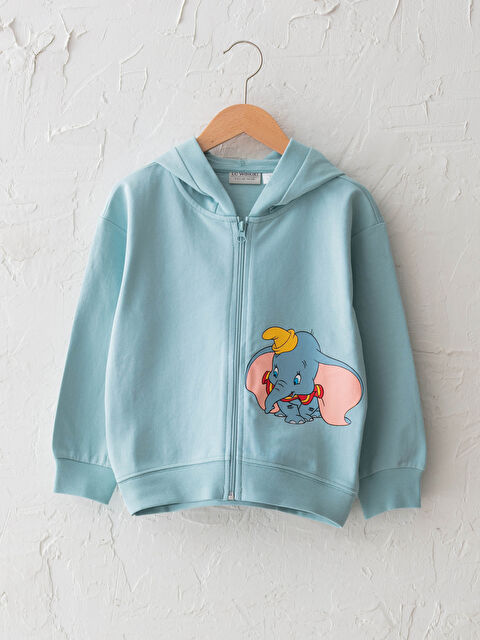 LCW Kids Hooded Dumbo Printed Long Sleeve Girl's Zippered Sweatshirt - S1BE37Z4-FFV