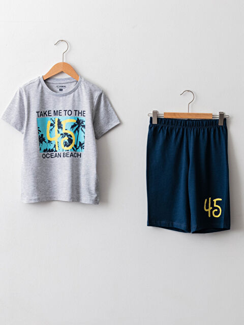 LCW Kids Crew Neck Printed Short Sleeve Boys' Pyjama Set - S1BI65Z4-LAK