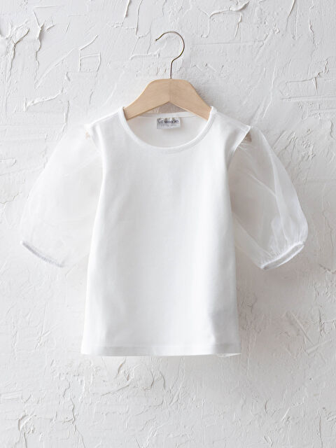 LCW Kids بلوزة بنات أساسية برقبة دائرية وأكمام منتفخة - S1BR04Z4-FDU