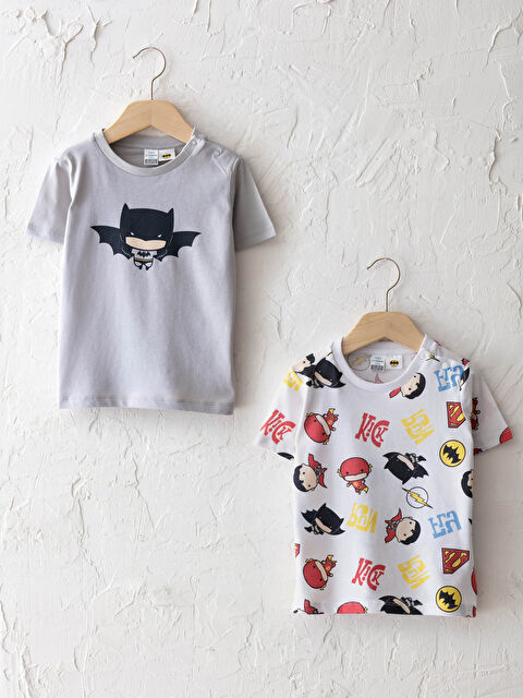 LCW baby Crew Neck Short Sleeve Batman Printed Baby Boy T-Shirt 2 Pieces - S1CU46Z1-KXV