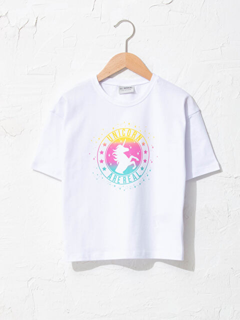 LCW Kids Crew Neck Printed Short Sleeve Girls' T-Shirt - S1DS62Z4-R9K