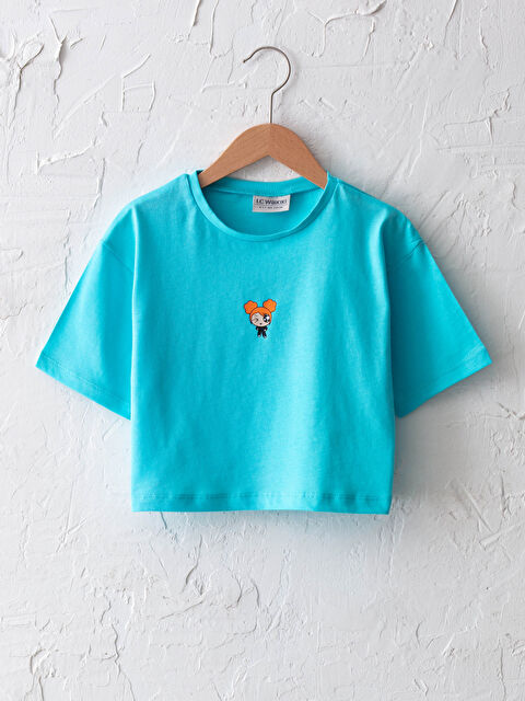 LCW Kids Crew Neck Printed Short Sleeve Girls' T-Shirt - S1DS66Z4-FZU