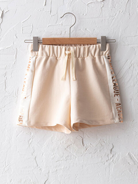 LCW Kids Girl's Shorts With Elastic Waist And Letter Printed On The Sides - S1FT30Z4-LXE