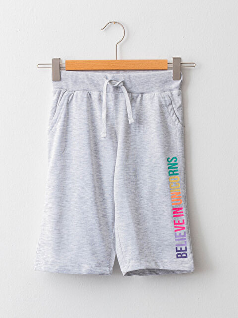 LCW Kids Elasticated Waist Printed Girls' Shorts - S1G815Z4-CT3