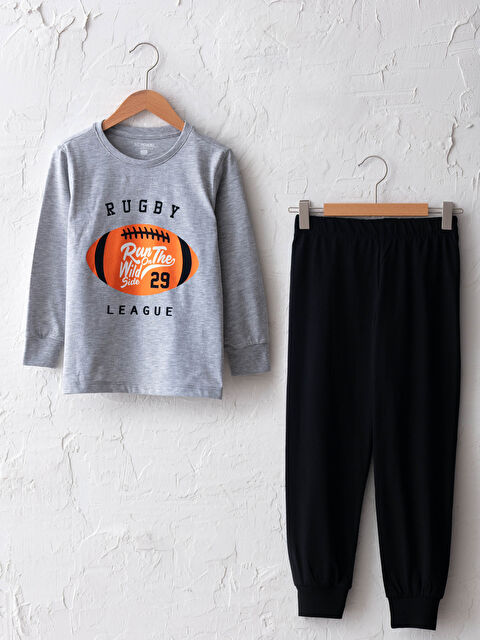 LCW Kids Crew Neck Printed Long Sleeve Boys' Pyjama Set - S1GT15Z4-LAL