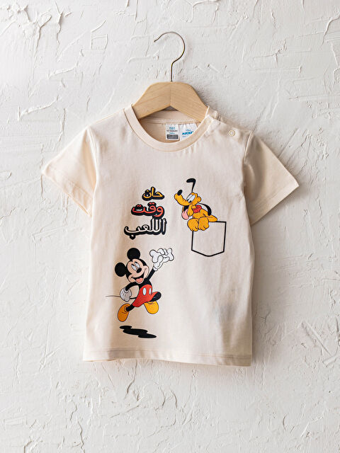 LCW baby Crew Neck Short Sleeve Disney Printed Cotton Baby Boy T-Shirt - S1HP39Z1-FRR