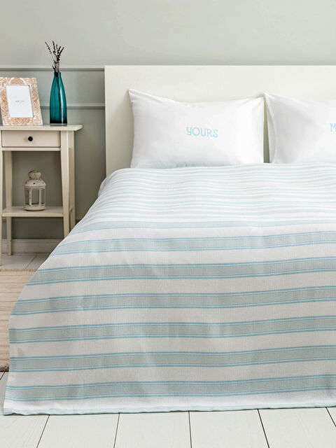 LCW HOME طقم بيكيه قطني مُخَطَّط مزدوج - S1L291Z8-LQQ