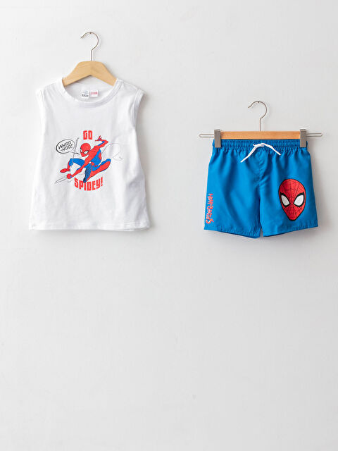 LCW baby Crew Neck Spiderman Printed Baby Boy 2-Pack Swimming Suit - S1M364Z1-E5X