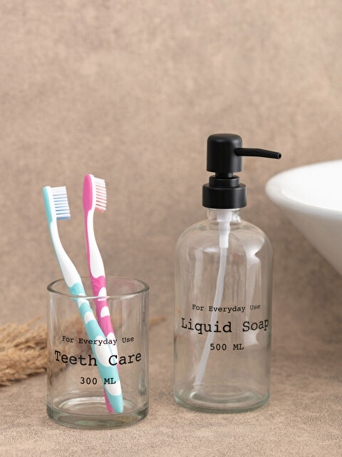 LCW HOME Slogan Baskılı Cam Banyo Seti 2'li - S23083Z8-LQJ