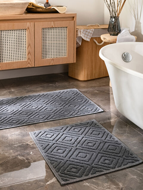 LCW HOME Pamuklu Geometrik Desenli Banyo Paspası 2'li - S2KC25Z8-CWL