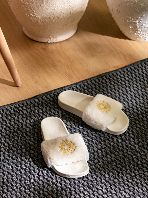 LCW HOME Floral Embroidered Single Strap Plush Women's Indoor Slippers - S2KK17Z8-LRA