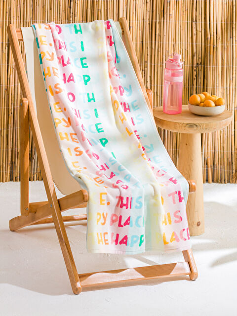 LCW ACCESSORIES Yazı Baskılı Pamuklu Plaj Havlusu 70x150 cm