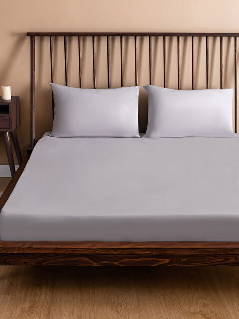 LCW HOME Oversized Woven Flat Elastic Elastic Bed Sheet And Pillowcase - S3FA47Z8-CWL