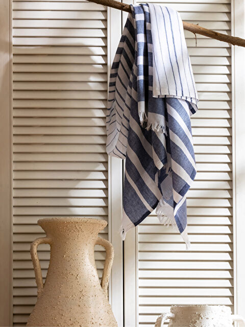 LCW HOME Serviette de bain rayée à franges Peshtemal 90x165 cm - S3H828Z8-QMW